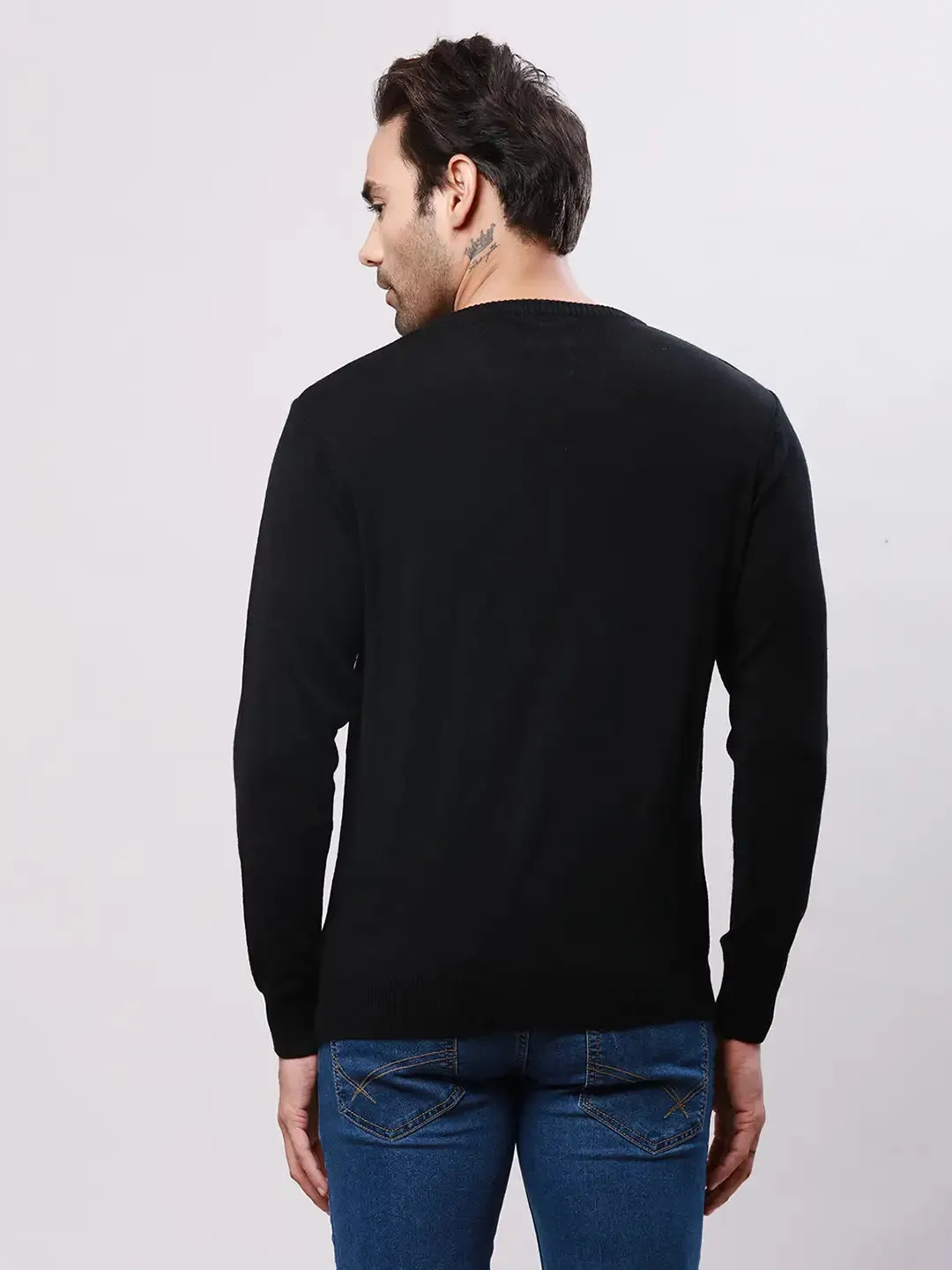 Raymond Men Black Argyle Acrylic Blend Sweaters