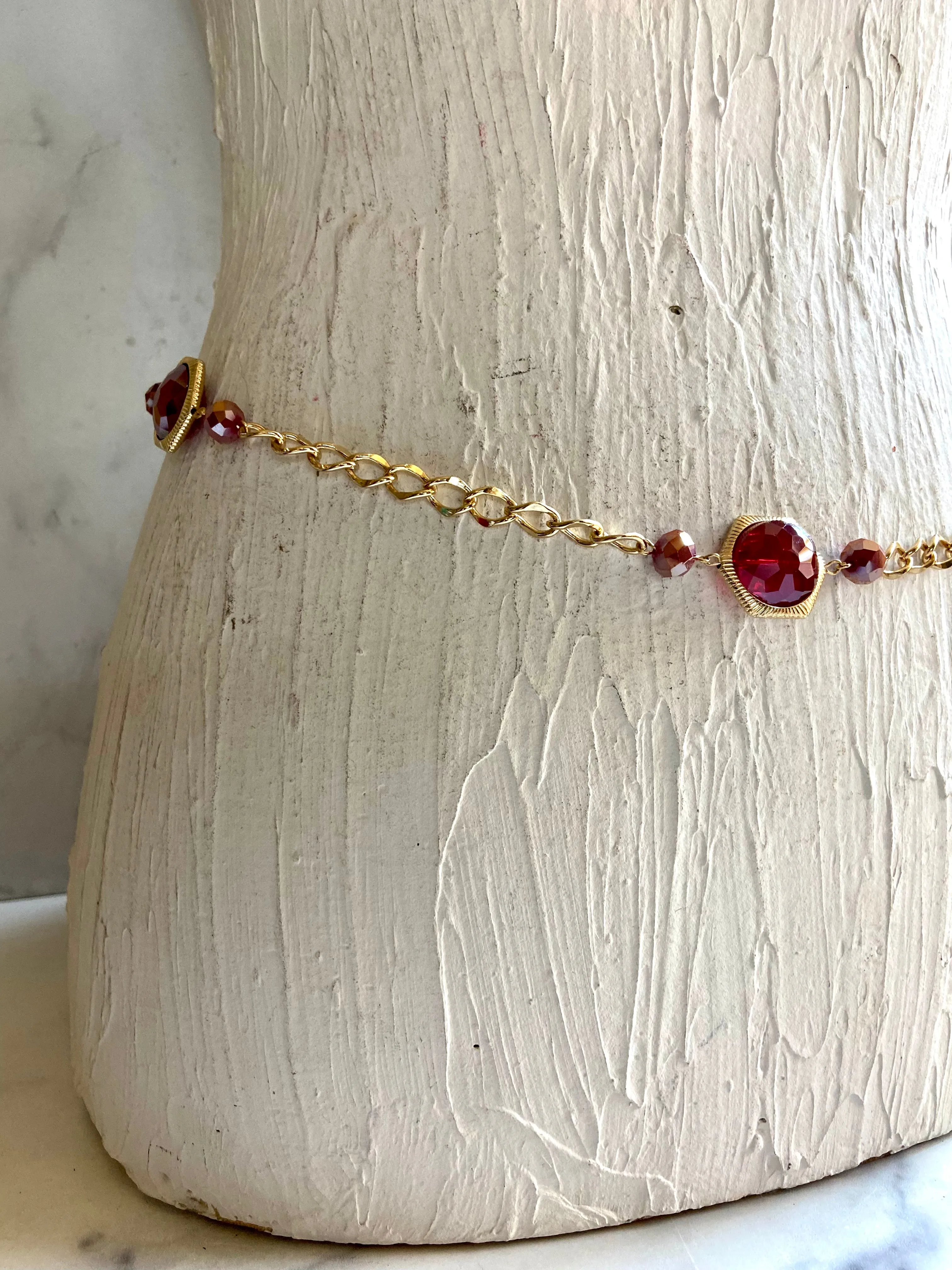 Red & gold chain belt