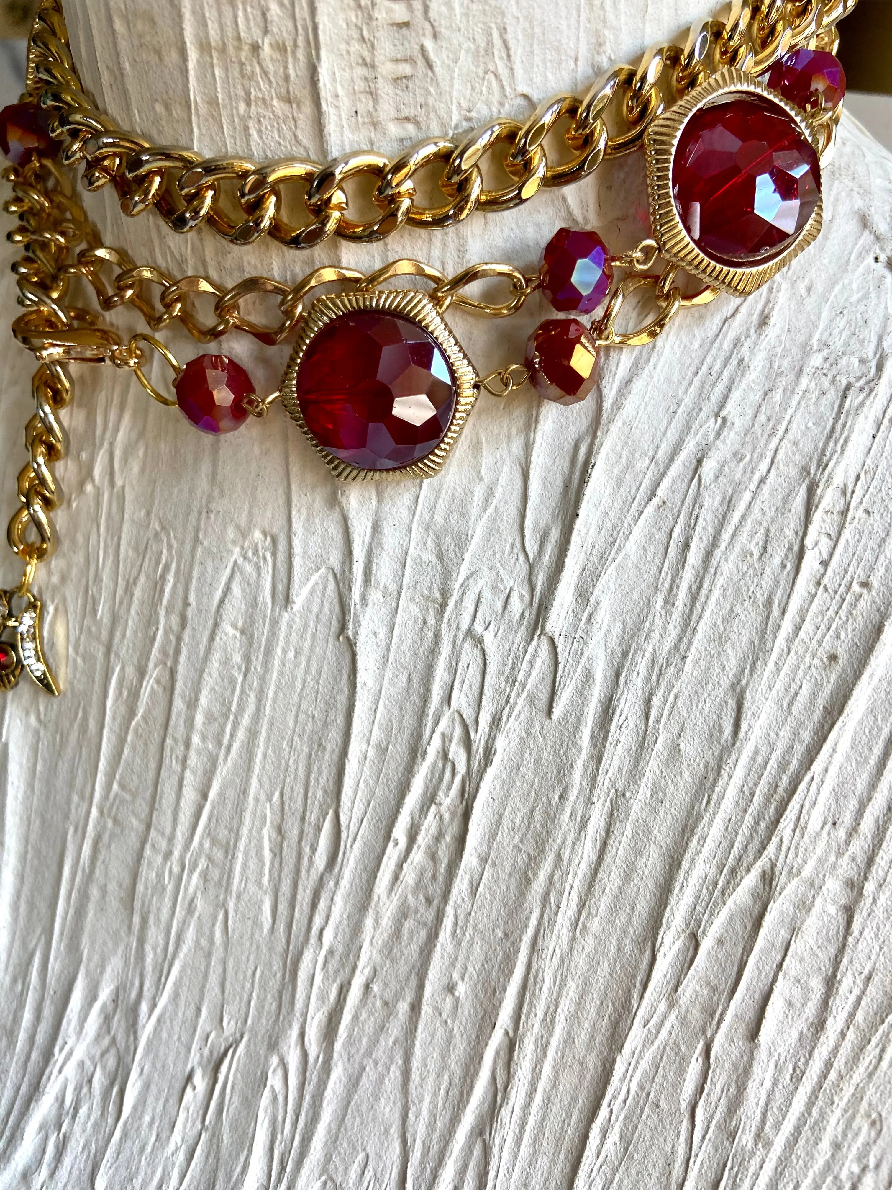 Red & gold chain belt