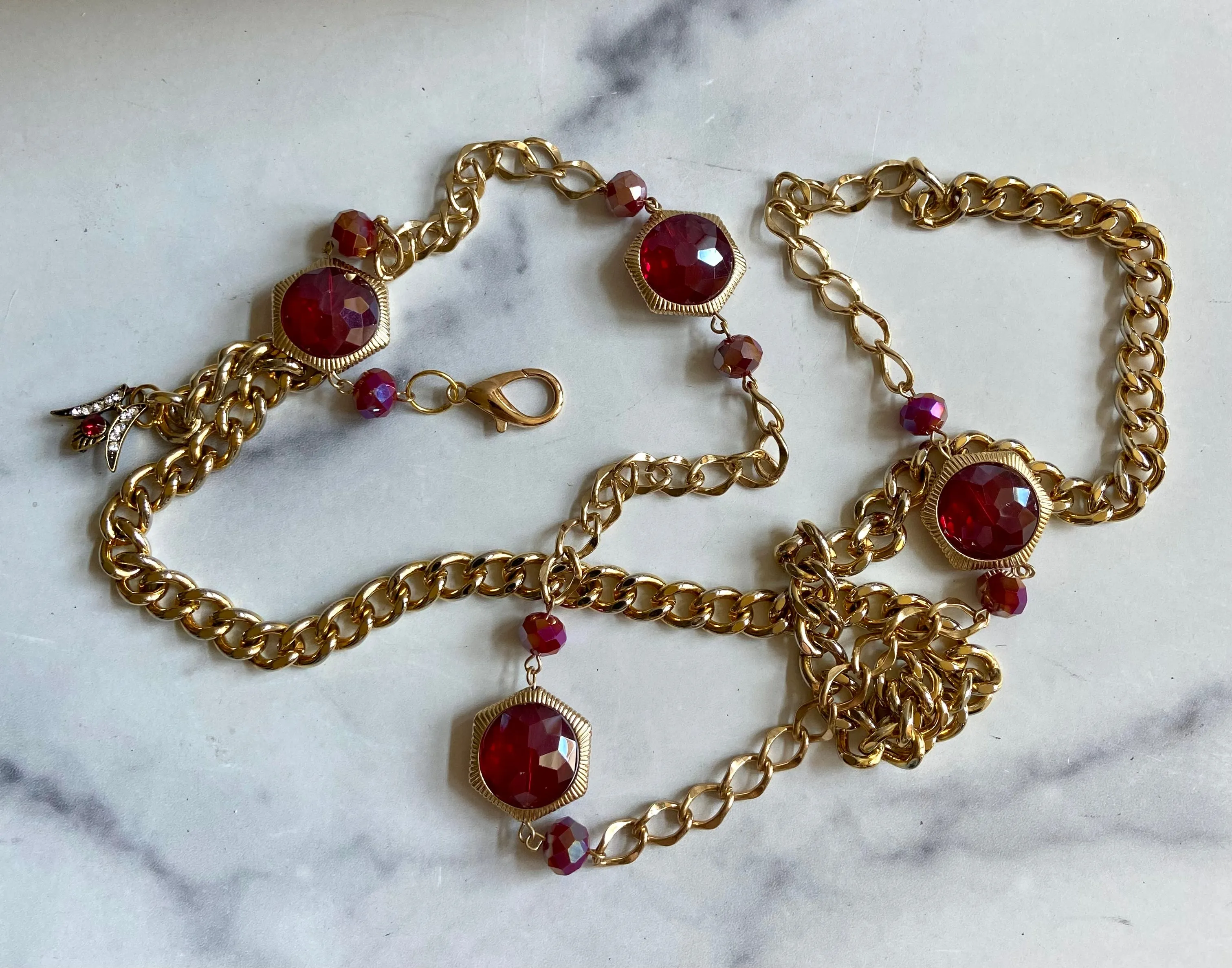 Red & gold chain belt