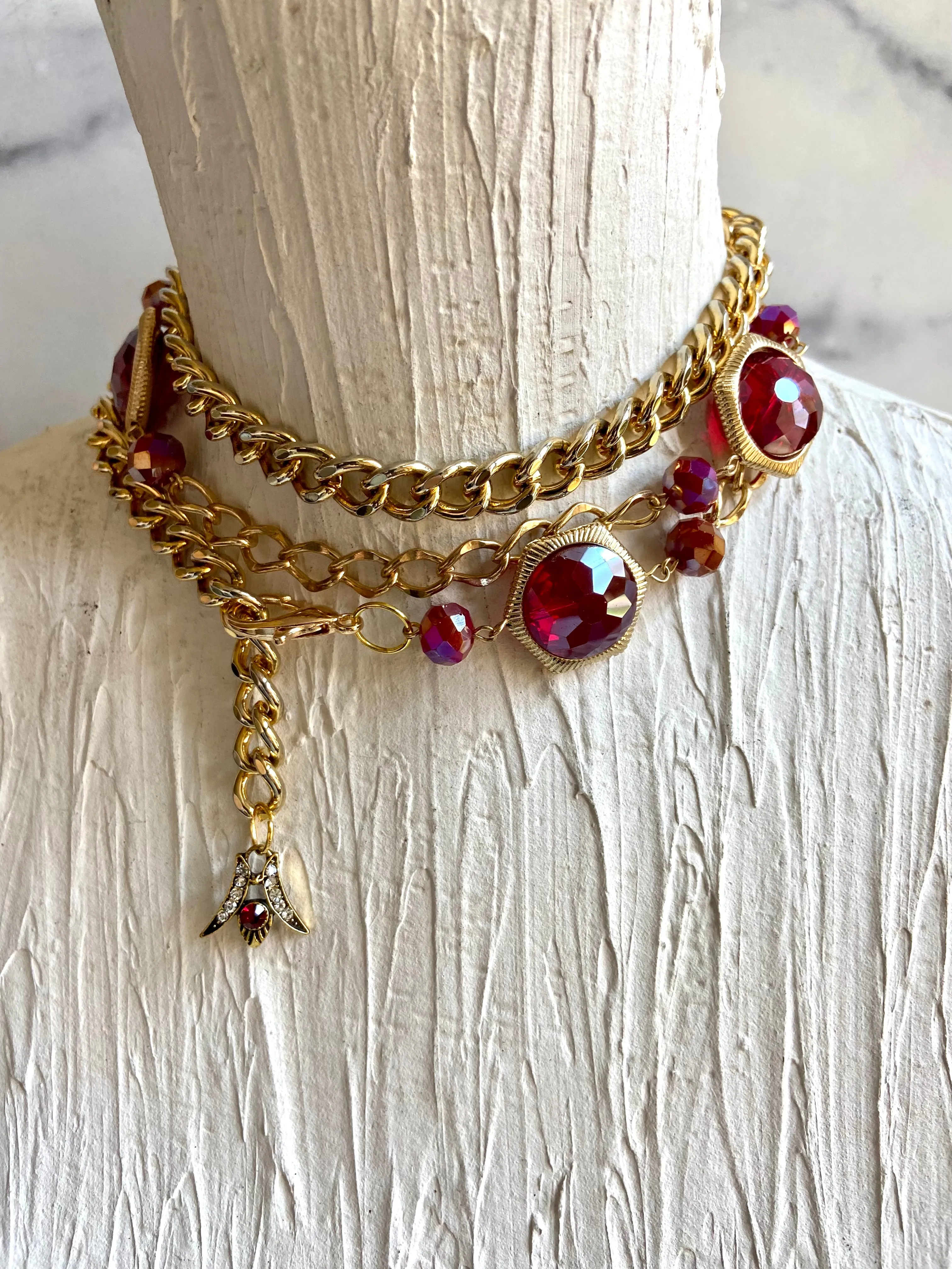 Red & gold chain belt
