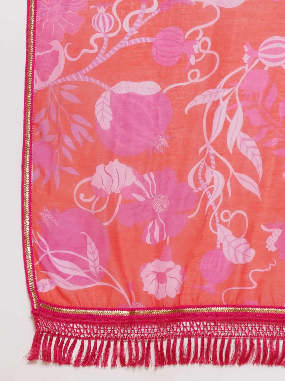 Red Digital Multi Print Chanderi Sarees with Embellished border