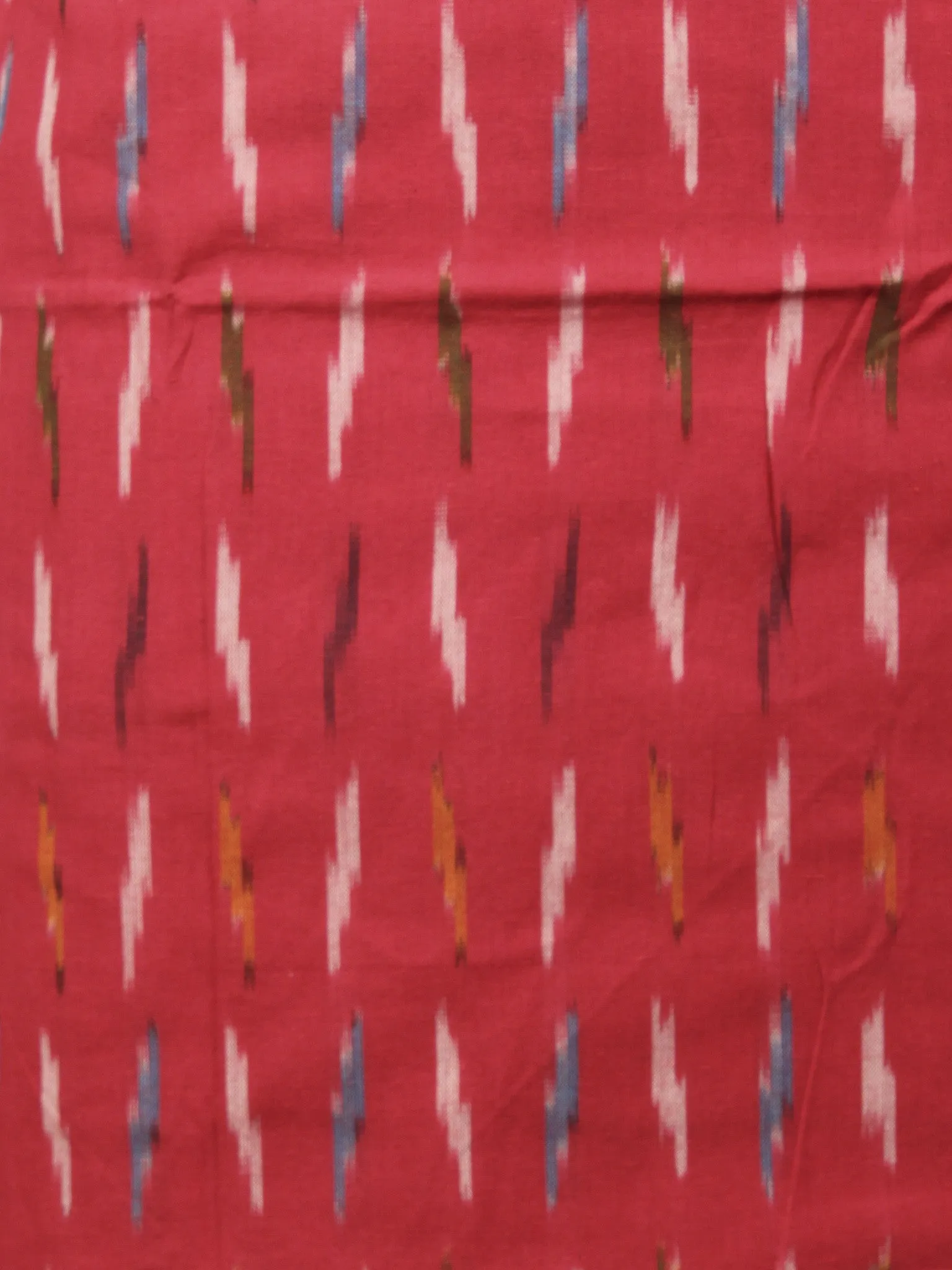 Red Yellow Off White Ikat Handwoven Cotton Suit Fabric Set of 3 - S1002010