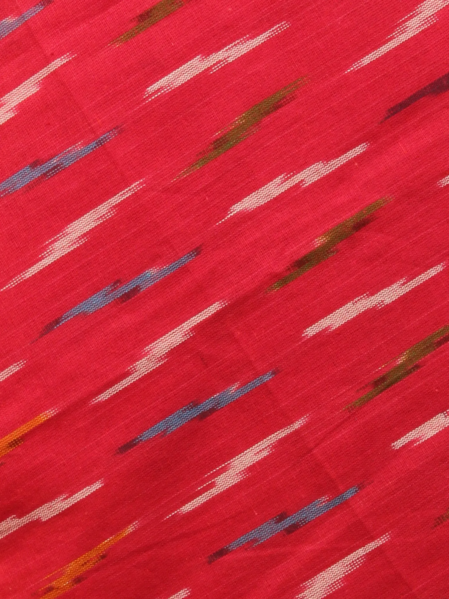 Red Yellow Off White Ikat Handwoven Cotton Suit Fabric Set of 3 - S1002010