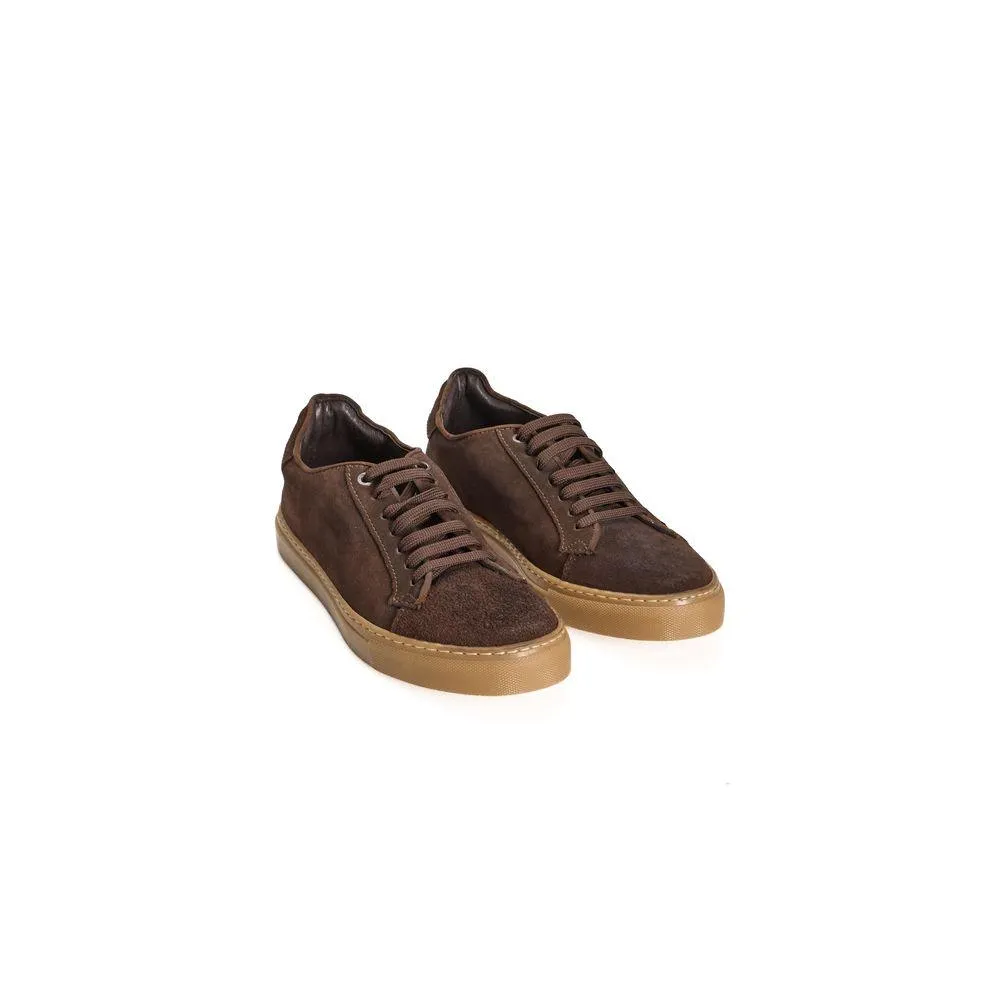 Roberto Pepe Luxury Brown Calfskin Sneakers