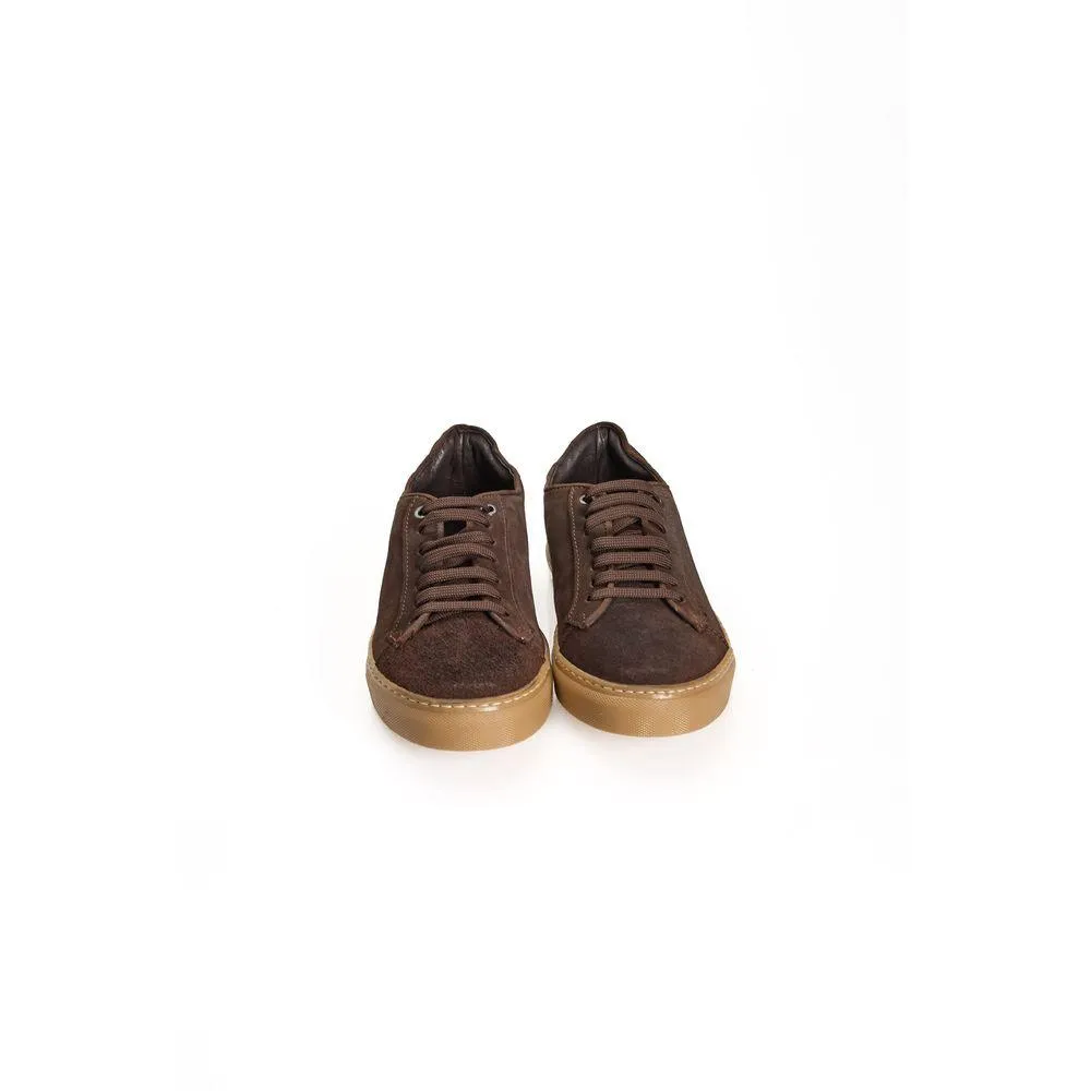 Roberto Pepe Luxury Brown Calfskin Sneakers
