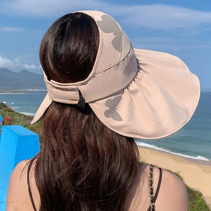 Sassy Butterfly Print Sun Protection Wide Brim Beach Summer Hats