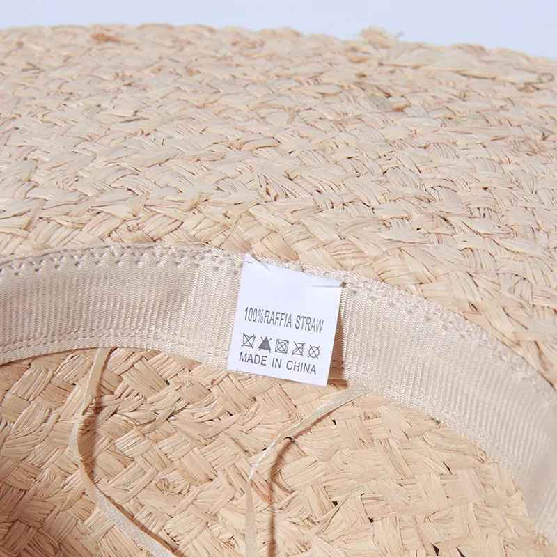 Straw Beach Hats for Women - Summer Sun Hats with Strap - Boho Hat, Paper Straw Fedora Hat Bow