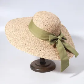 Straw Beach Hats for Women - Summer Sun Hats with Strap - Boho Hat, Paper Straw Fedora Hat Bow