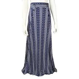 Striped Button Tab Maxi Skirt SK4467