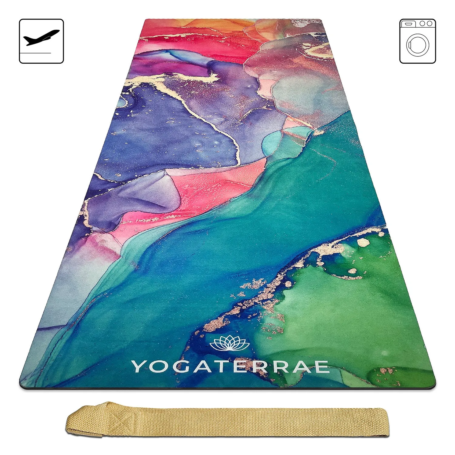 TAPIS DE YOGA SUD ET CAOUTCHOUC NATUREL DHYANA " VOYAGE " AVEC SAC