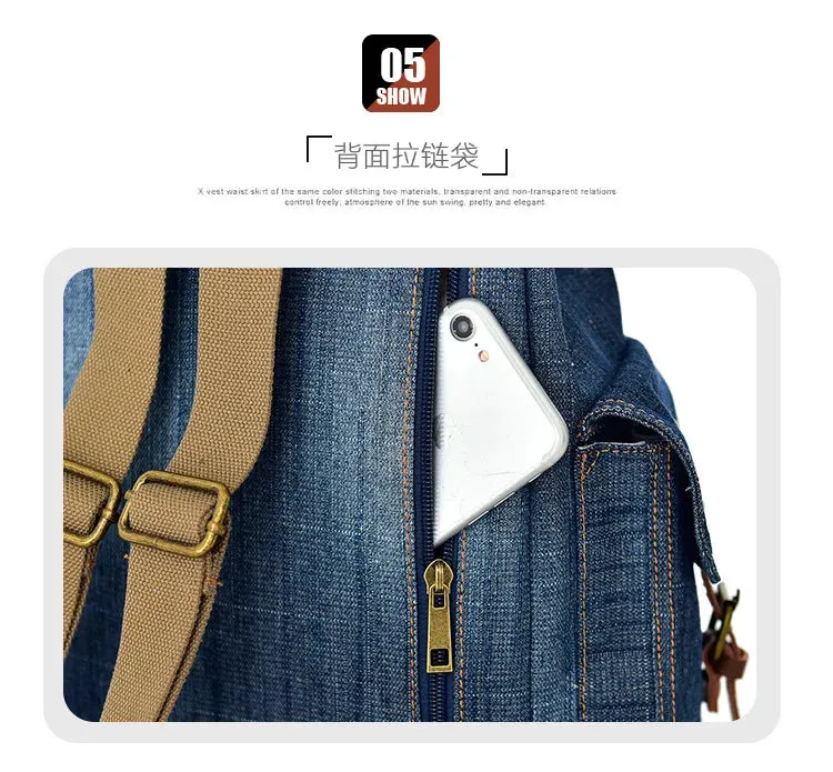 The retro unisex denim backpack