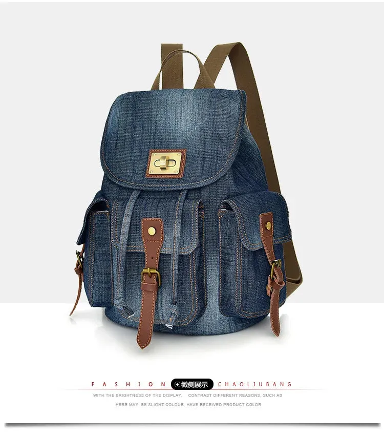 The retro unisex denim backpack