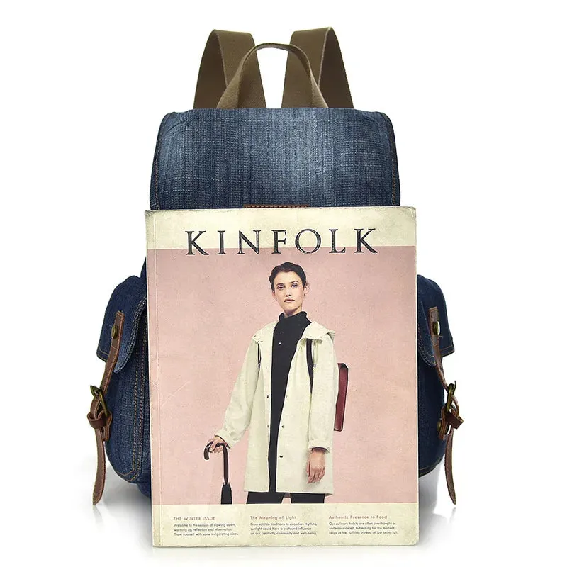The retro unisex denim backpack
