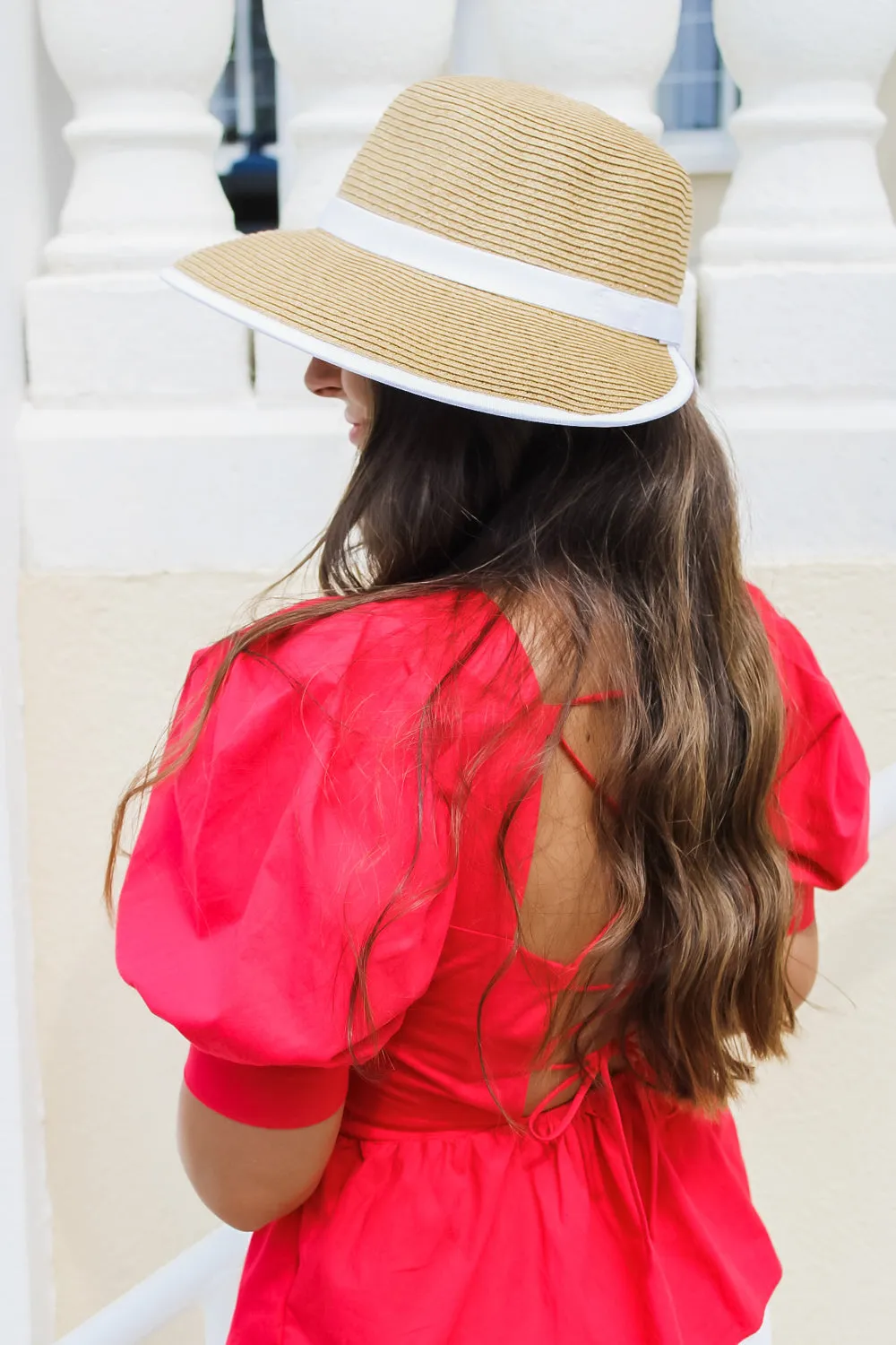 The Victoria Paper Braid Backless Hat - White