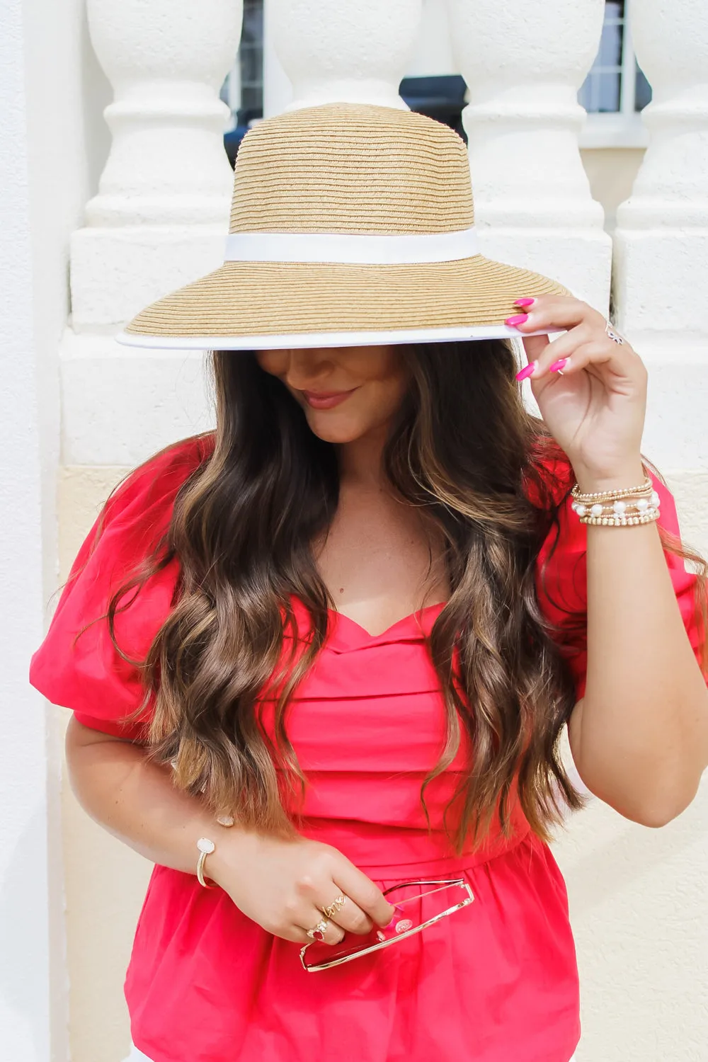 The Victoria Paper Braid Backless Hat - White