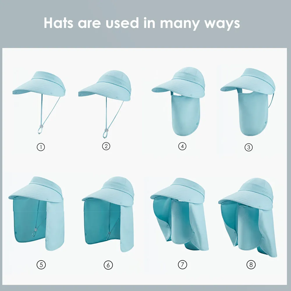 Unisex Sun Protection Fishing Hat with Face Neck Cover Flap Hiking Cap UPF 50 
