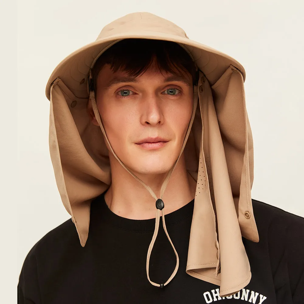 Unisex Sun Protection Fishing Hat with Face Neck Cover Flap Hiking Cap UPF 50 