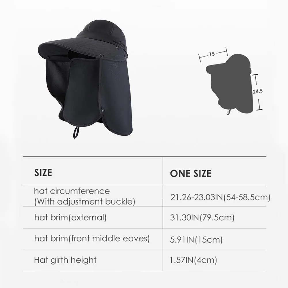 Unisex Sun Protection Fishing Hat with Face Neck Cover Flap Hiking Cap UPF 50 