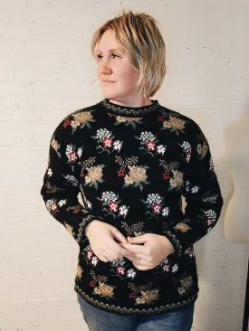up to M - Black floral sweater