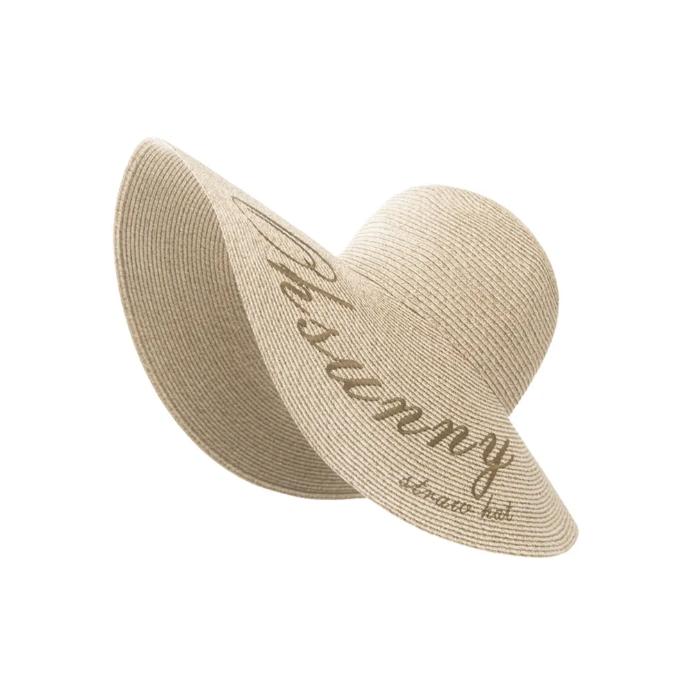 US Stock Women's Fairlady Large Brim Straw Hat Reversible Cap UPF 50 