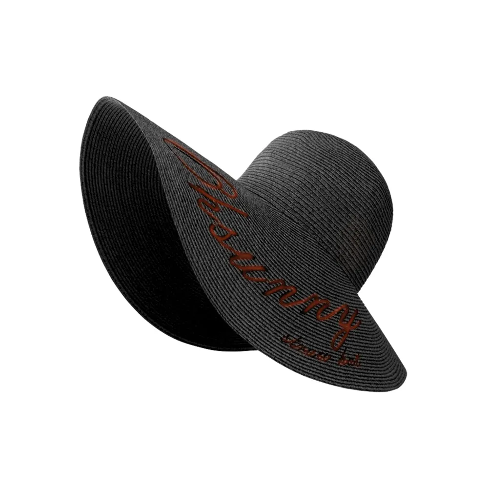 US Stock Women's Fairlady Large Brim Straw Hat Reversible Cap UPF 50 