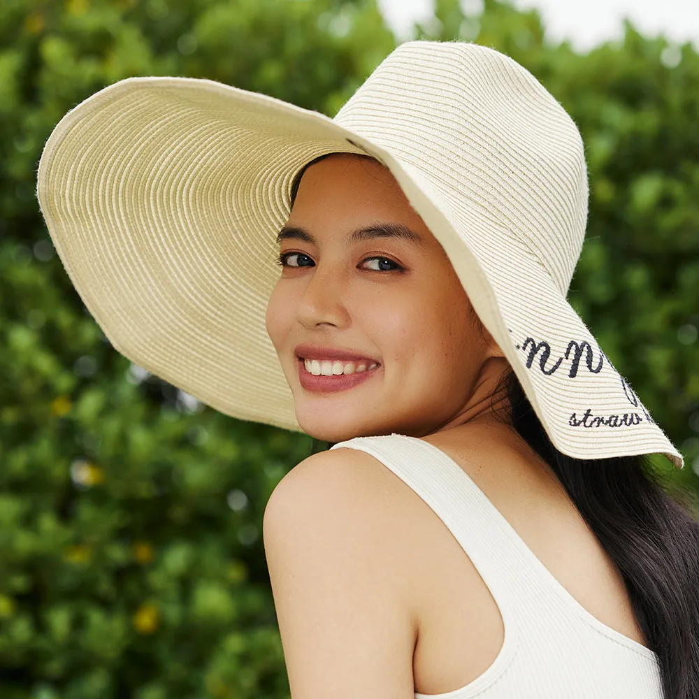 US Stock Women's Fairlady Large Brim Straw Hat Reversible Cap UPF 50 