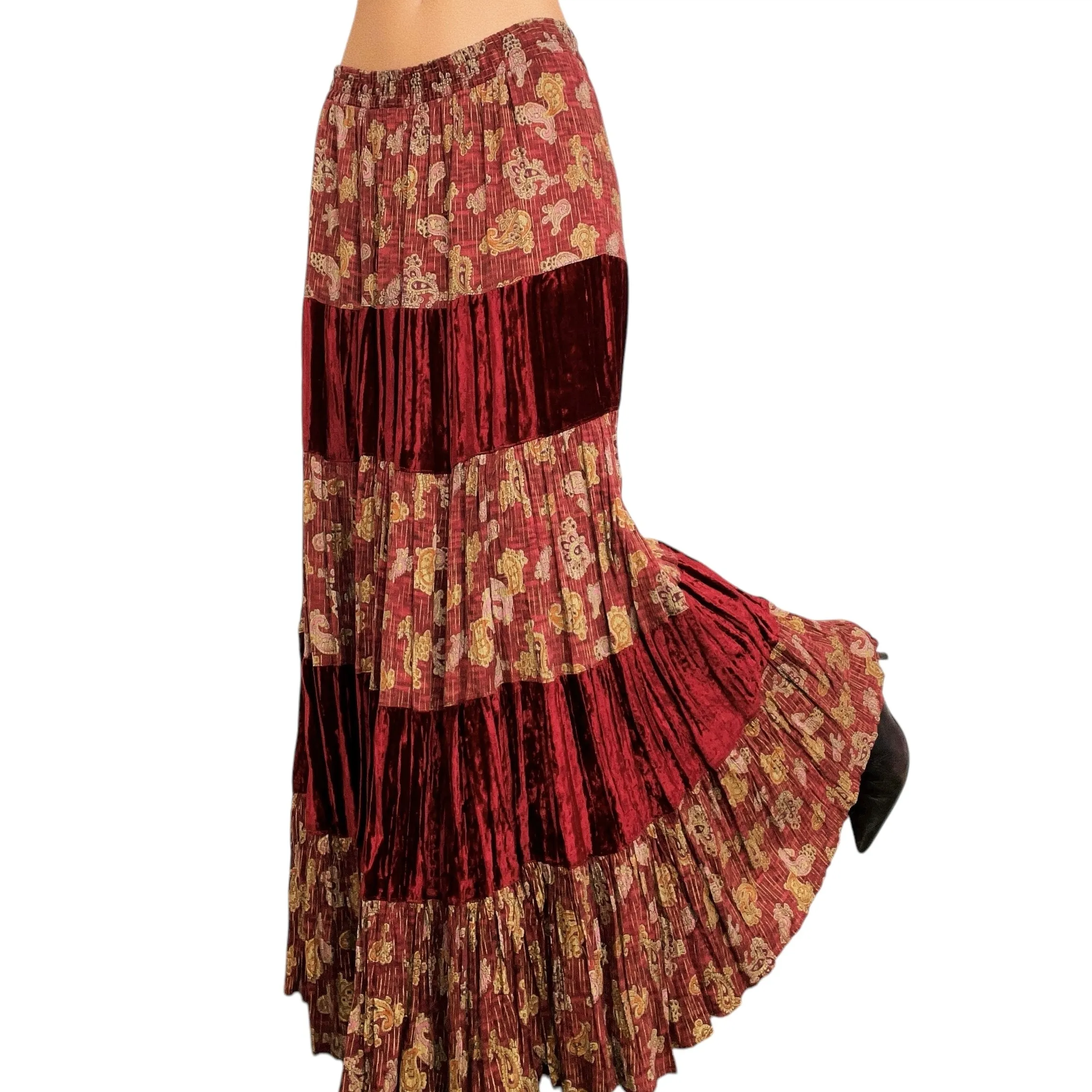 Vintage Velvety Tiered Maxi Skirt (M/L)