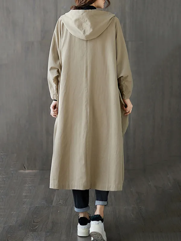 Wenkouban-Christmas Thanksgiving Original Solid Hooded Trench Coats