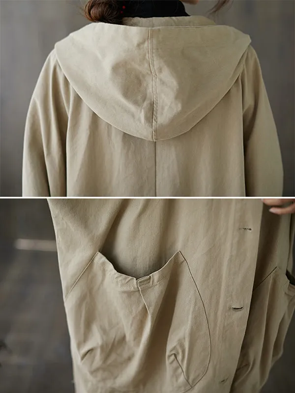 Wenkouban-Christmas Thanksgiving Original Solid Hooded Trench Coats