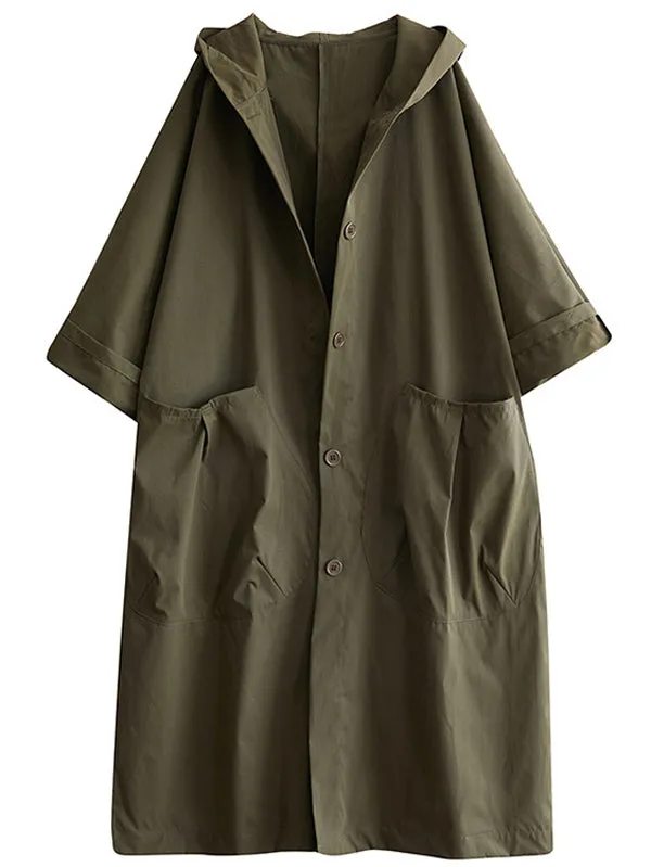Wenkouban-Christmas Thanksgiving Original Solid Hooded Trench Coats