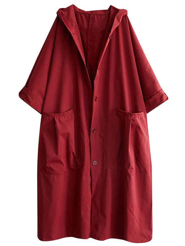Wenkouban-Christmas Thanksgiving Original Solid Hooded Trench Coats