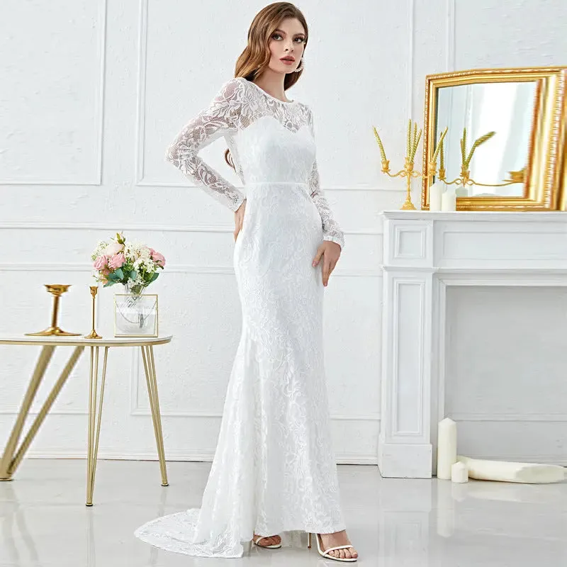 White Lace Formal Dress