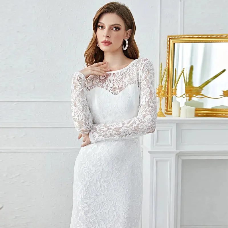 White Lace Formal Dress