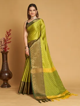 Women Party Wear Designer Light Green Colour Banarasi Silk Saree Collection