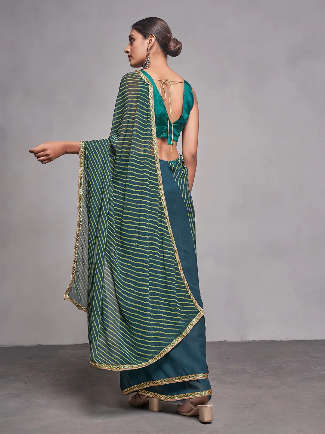 Women Party Wear Half & Half Printed Saree with Designer Un Stitched Blouse