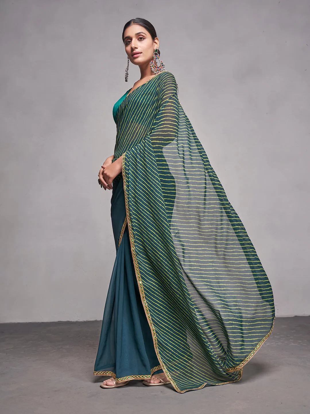 Women Party Wear Half & Half Printed Saree with Designer Un Stitched Blouse