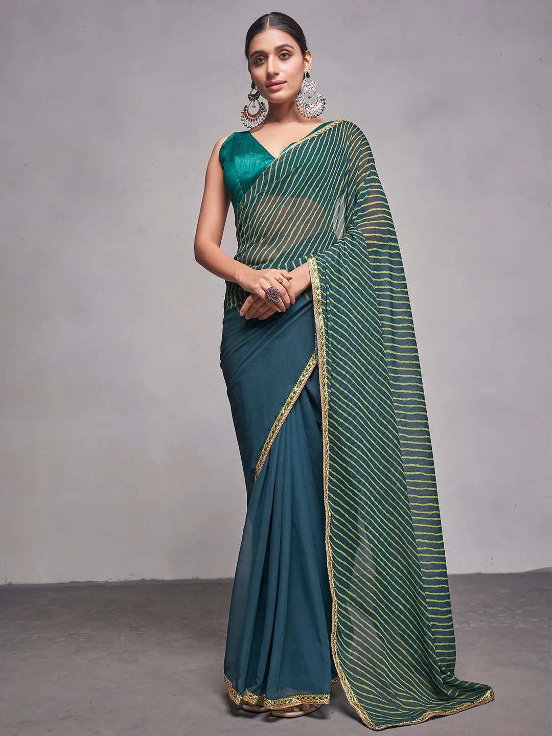 Women Party Wear Half & Half Printed Saree with Designer Un Stitched Blouse
