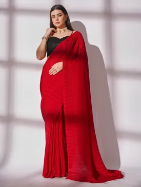 Women Party Wear Plain Georgette Saree with Sequence Worked Un Stitched Blouse