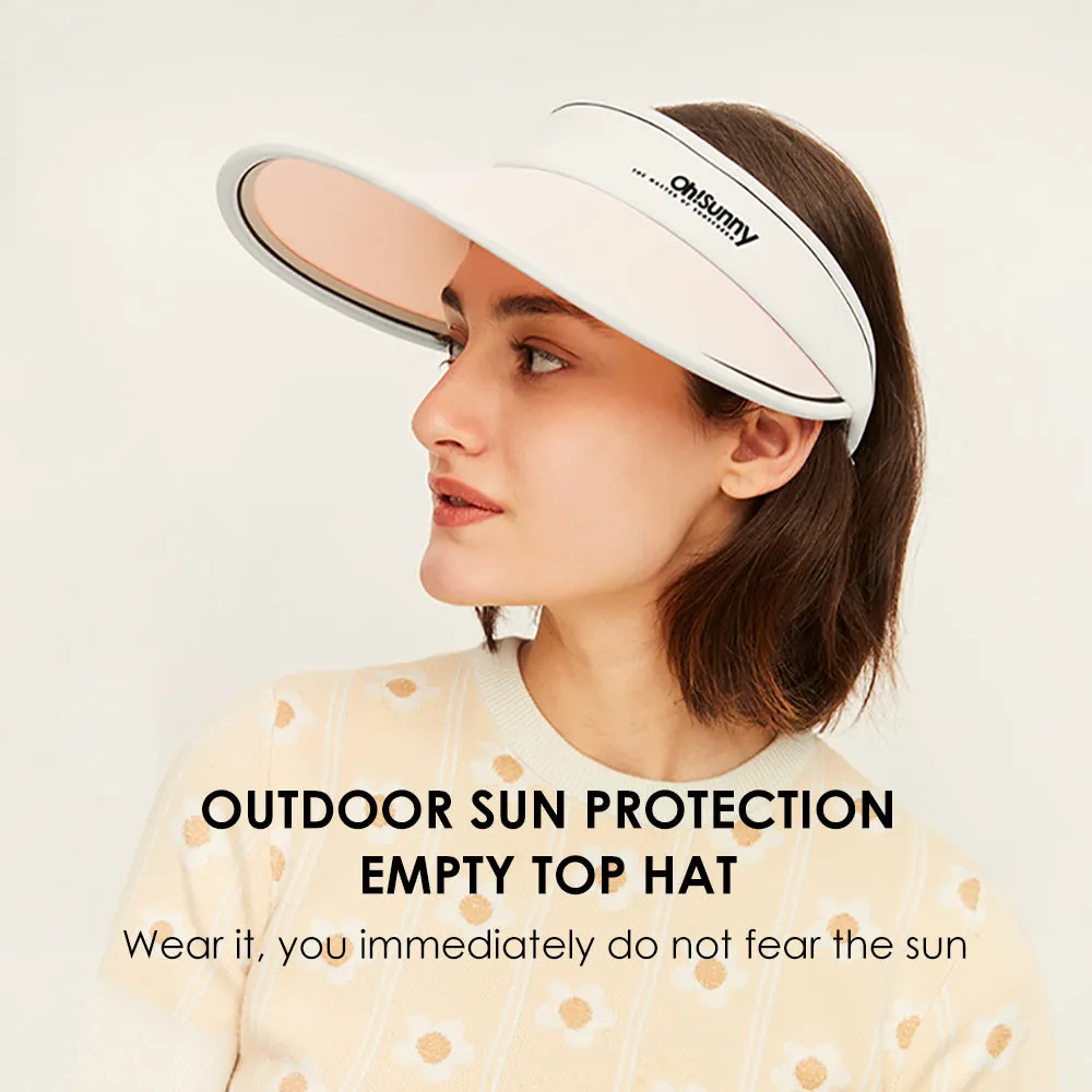 Women's Large Brim Summer UV Protection Beach Adjustable Visor Hats UPF 50 