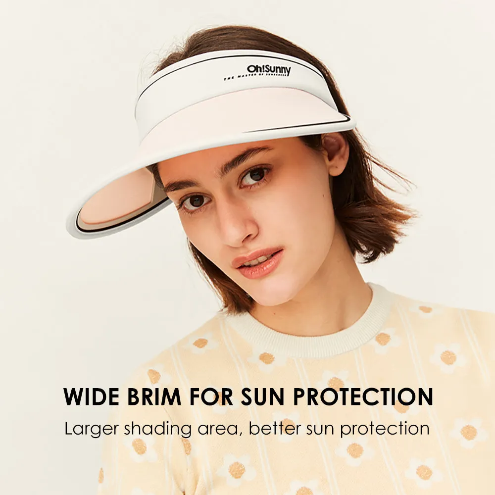 Women's Large Brim Summer UV Protection Beach Adjustable Visor Hats UPF 50 