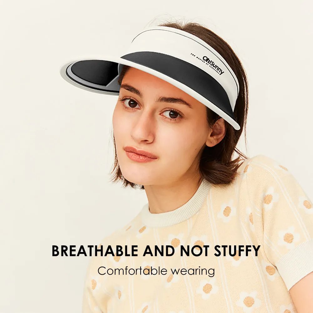 Women's Large Brim Summer UV Protection Beach Adjustable Visor Hats UPF 50 