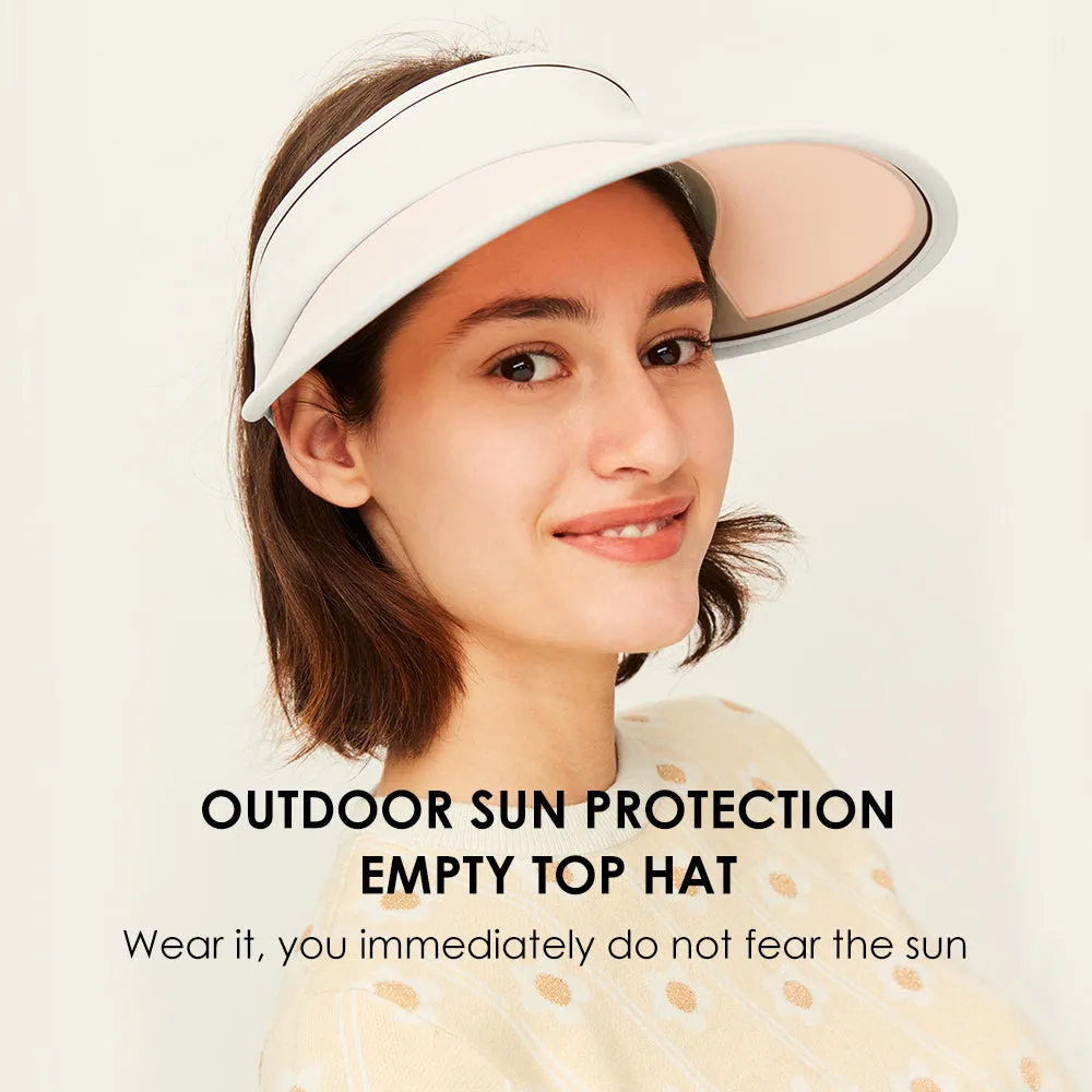 Women's Large Brim Summer UV Protection Beach Adjustable Visor Hats UPF 50 