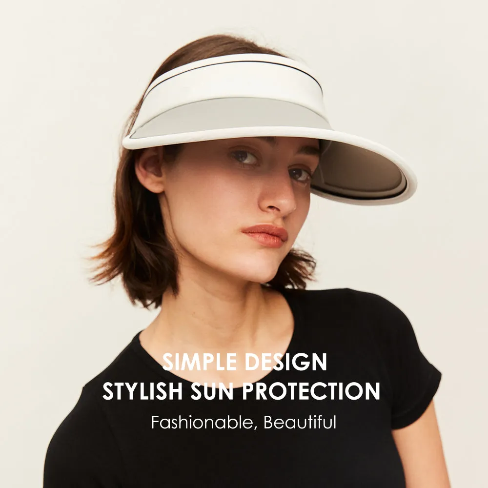 Women's Large Brim Summer UV Protection Beach Adjustable Visor Hats UPF 50 