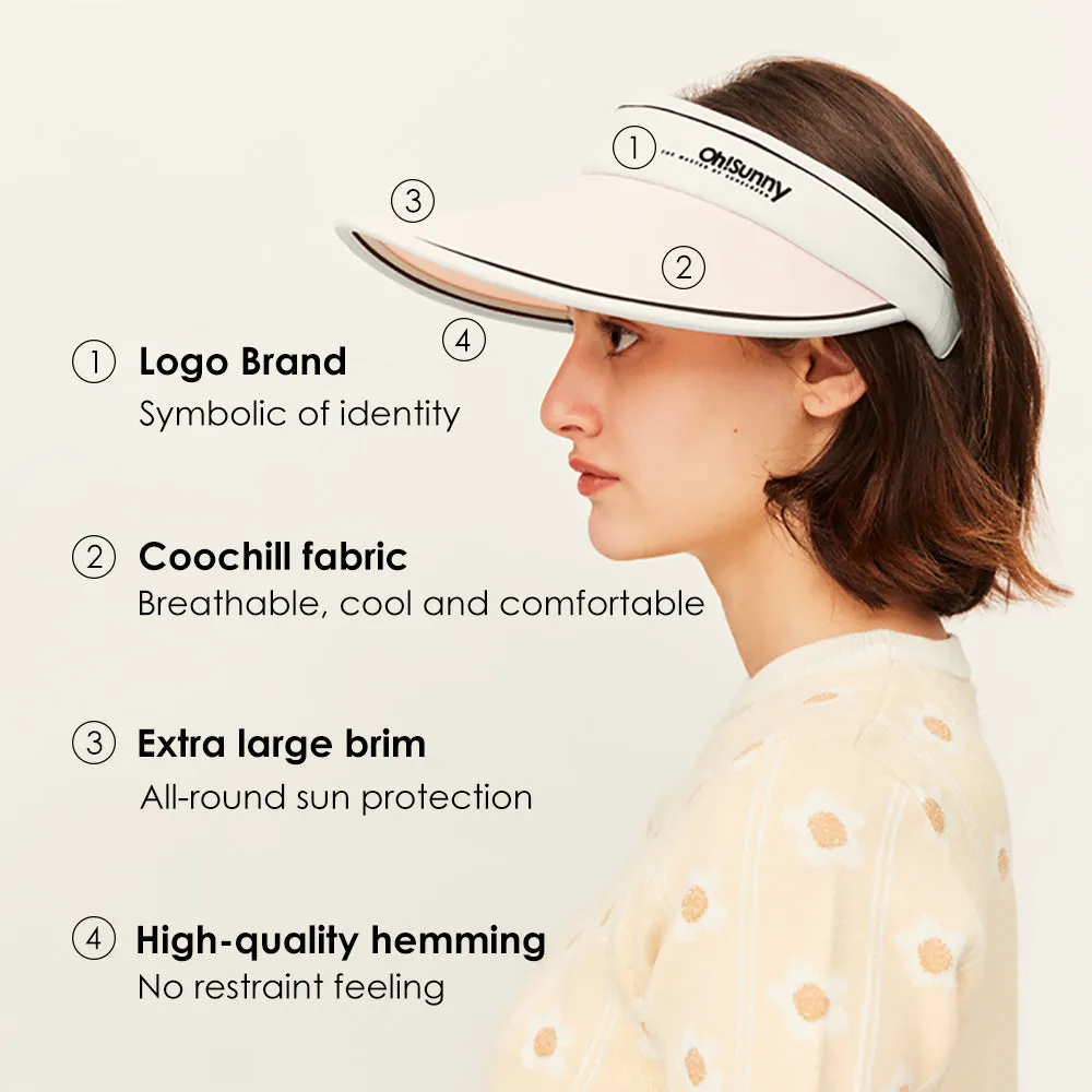 Women's Large Brim Summer UV Protection Beach Adjustable Visor Hats UPF 50 