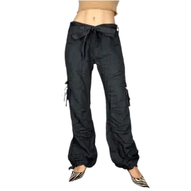 Y2K Baggy Black Cargo Pants (L)