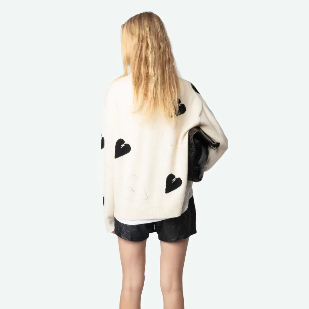 Zadig & Voltaire Markus Heart Strass Sweater - Ecru