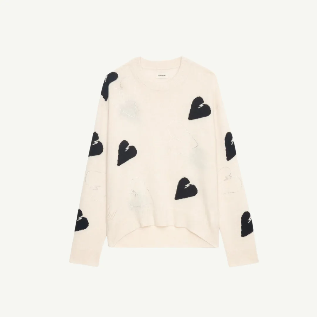 Zadig & Voltaire Markus Heart Strass Sweater - Ecru