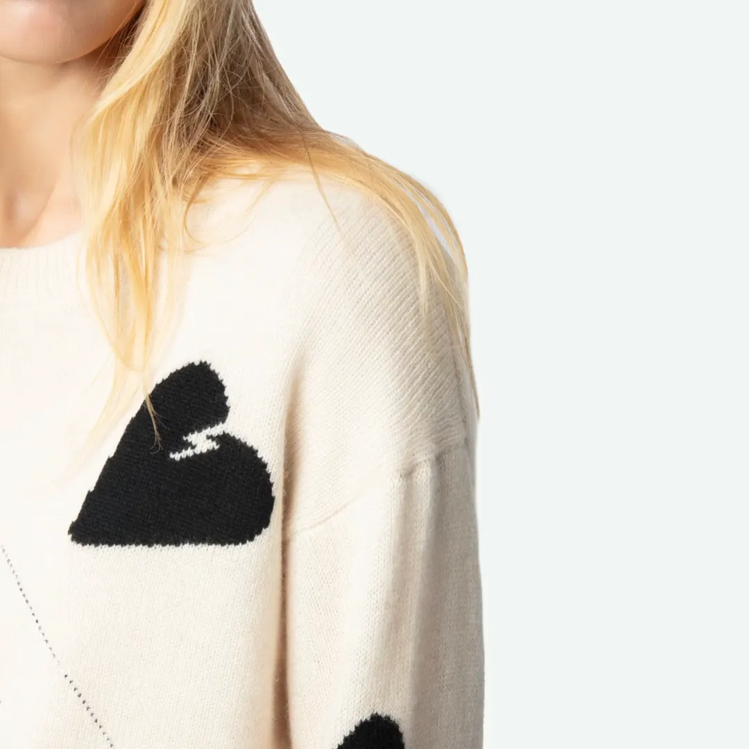 Zadig & Voltaire Markus Heart Strass Sweater - Ecru