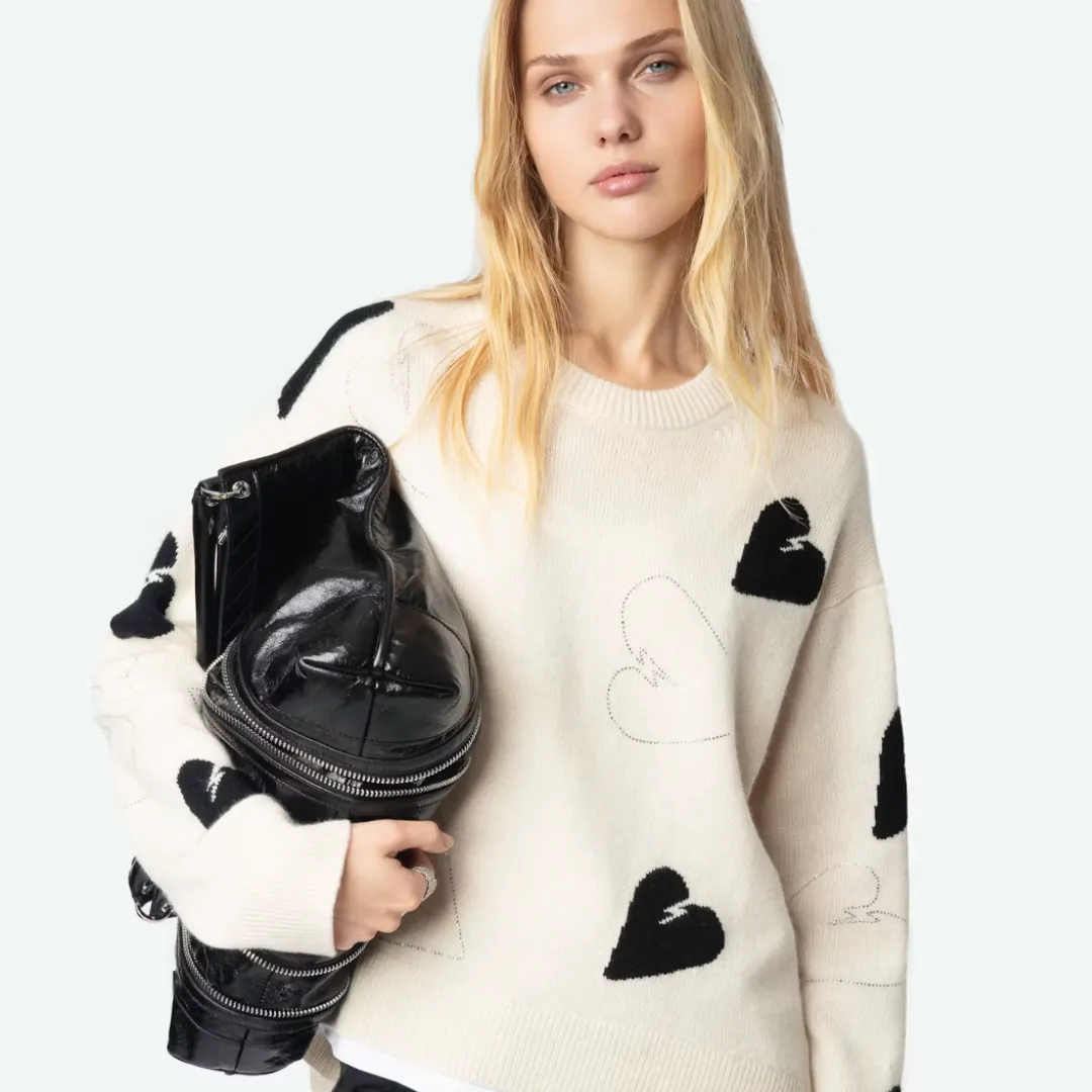 Zadig & Voltaire Markus Heart Strass Sweater - Ecru